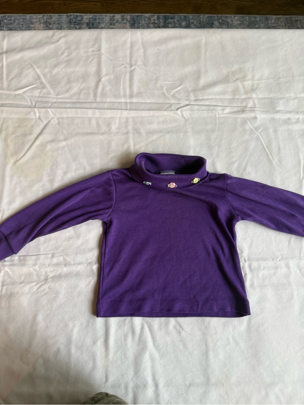 Vintage 90s, made in USA Girls' Turtleneck Tops with Flower Buttons